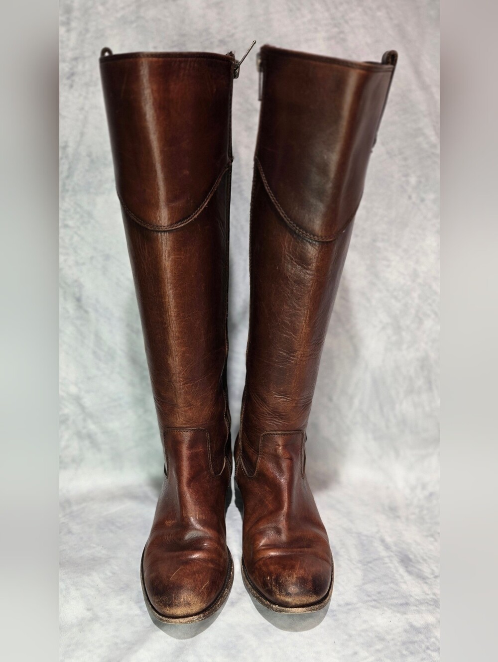 Frye Melissa Tab Tall Dark Brown Leather Riding Boots